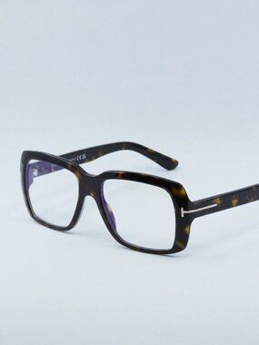 Tom Ford FT5822-B 052 Men Eyeglasses Havana 54mm Square Frame, Blue Light Block